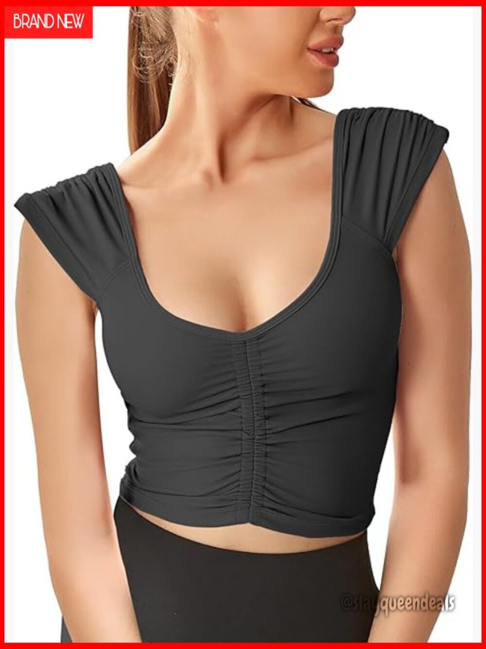 Wireless Sports Bra Tank Top Longline Crop Cutout U-Back Yoga Workout